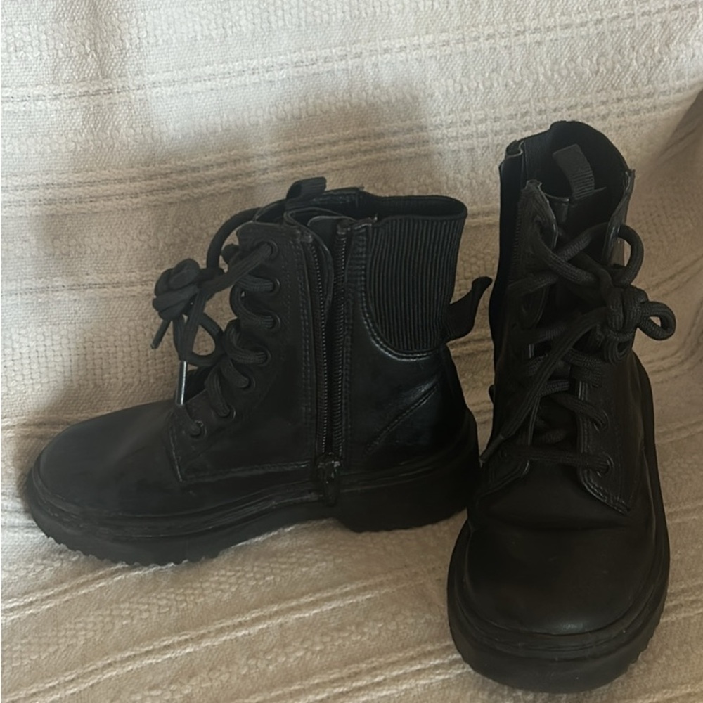 Stylish Black Kids MNG Combat Boots with Side Zippers